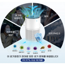 VIMONIC 미니 공기청정기 저소음 원룸 미세먼지 UV살균 담배연기 흡입기 소형 휴대용 30평